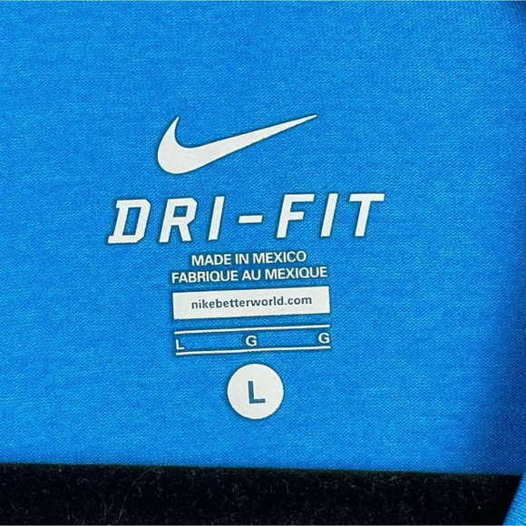 Nike T-Shirt Men's Sz L Dri-Fit Crew Neck Short Sleeve Athletic Training Blue - Picture 9 of 10